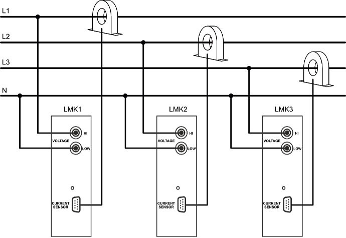 measurement arrangement with 3P4W